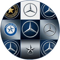 les différents logos de la marque mercedes