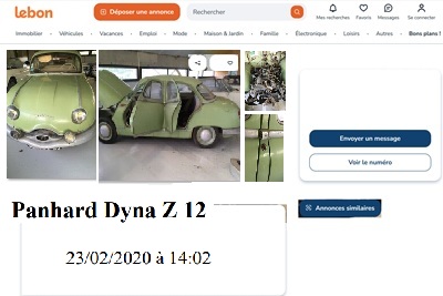 Panhard Dyna Z12 repérée sur une annonce en Bretagne