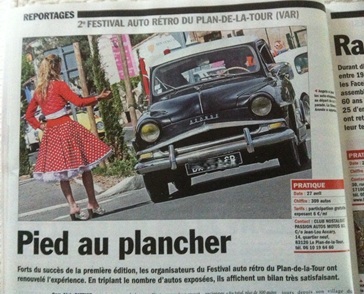 Notre Simca Aronde A90 Elysée fait la une lors de la manifestation auto-rétro du Plan de la Tour (83)